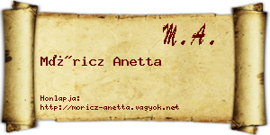 Móricz Anetta névjegykártya